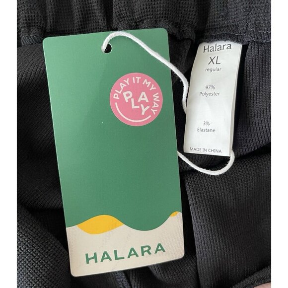 Halara Waffle Black High Waist Wide Leg Flowy Palazzo Casual Pants Size XL - Picture 5 of 6